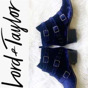 Lord & Taylor Finn Blue Velour Ankle Boots, 10M